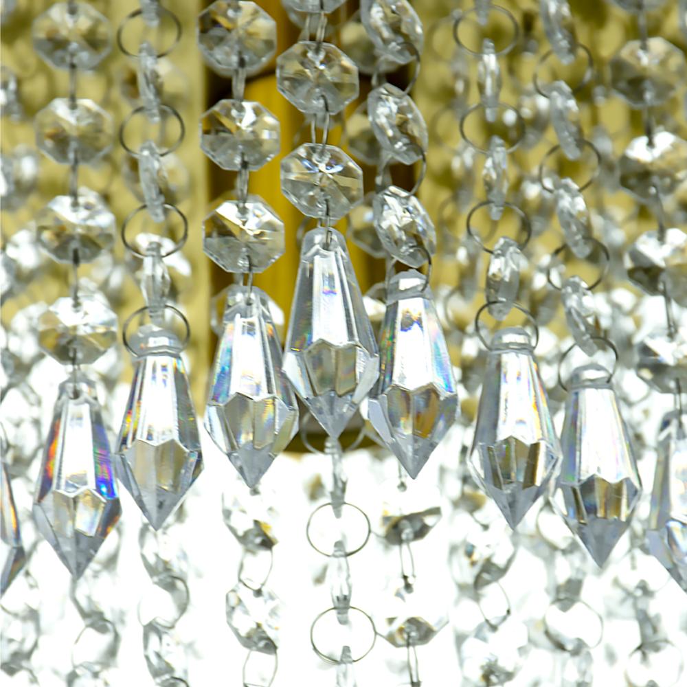 Lustre Pendente De Cristal Acrílico Manucrillic Dourado