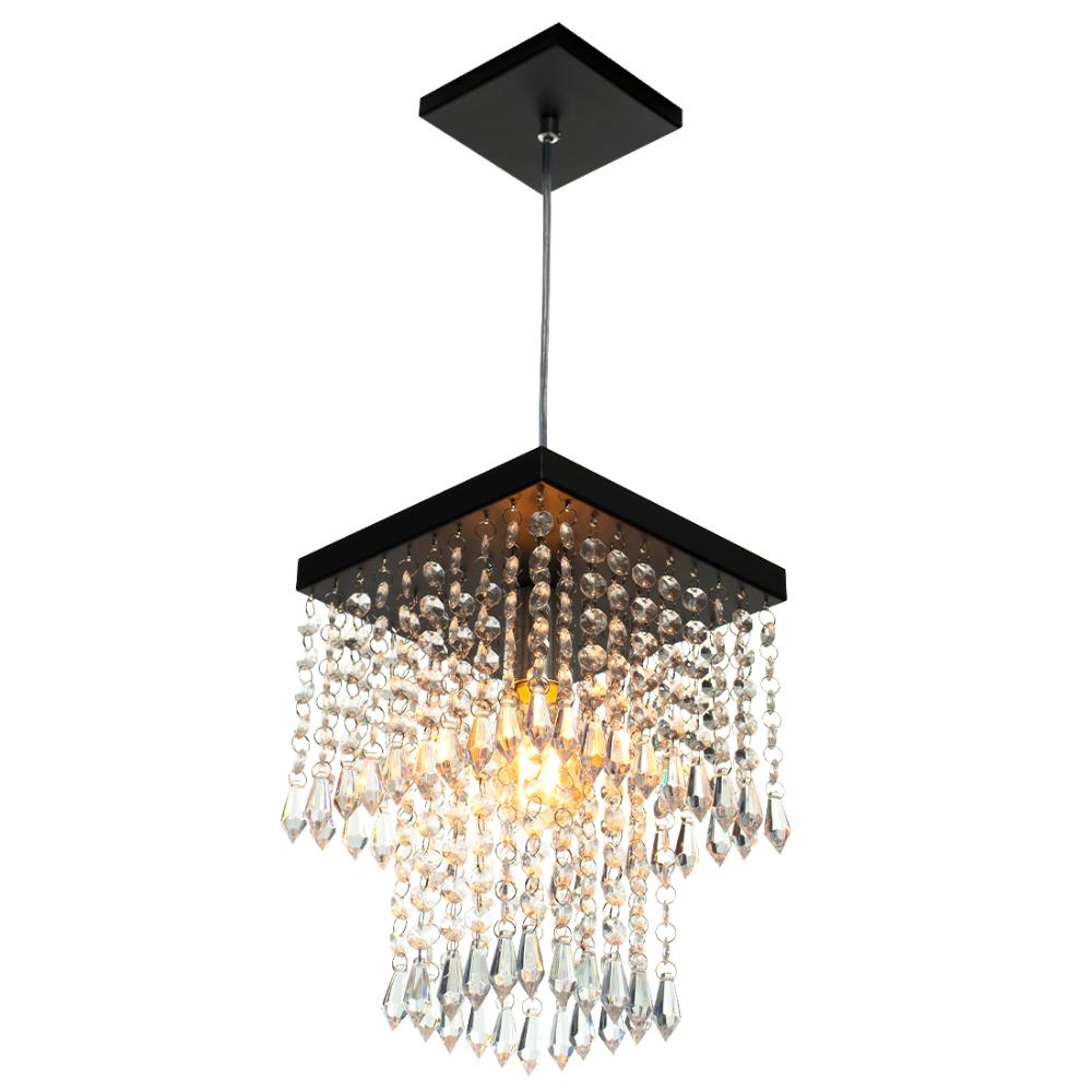Lustre Pendente De Cristal Acrílico Marrycrilic Preto