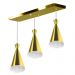 Lustre Pendente Funil Triplo Base Retangular Dourado