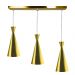 Lustre Pendente Funil Triplo Base Retangular Dourado