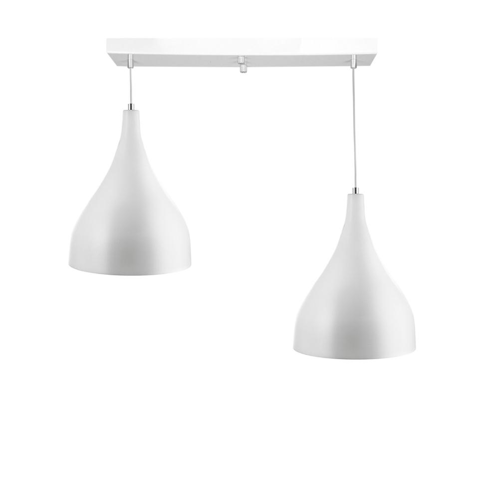 Lustre Pendente Gota Duplo Base Retangular Branco