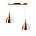 Lustre Pendente Gota Duplo Base Retangular Cobre
