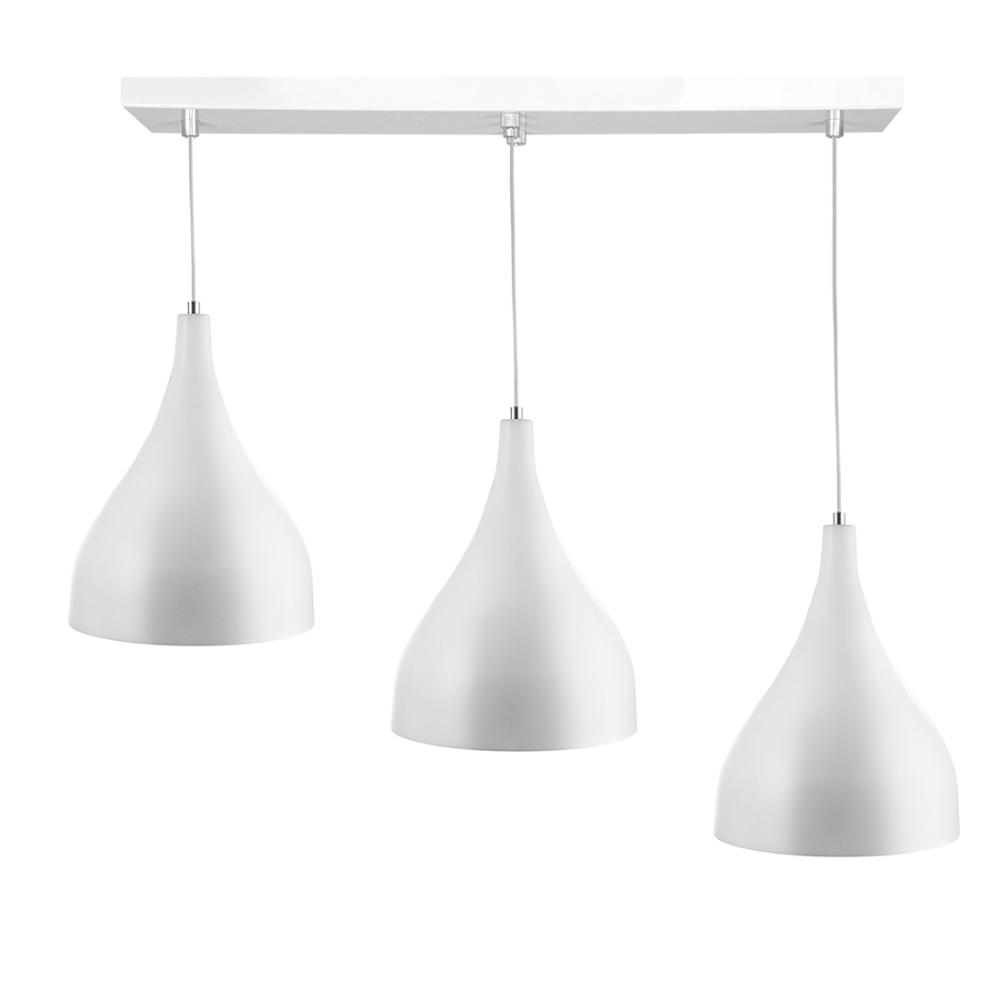 Lustre Pendente Gota Triplo Base Retangular Branco