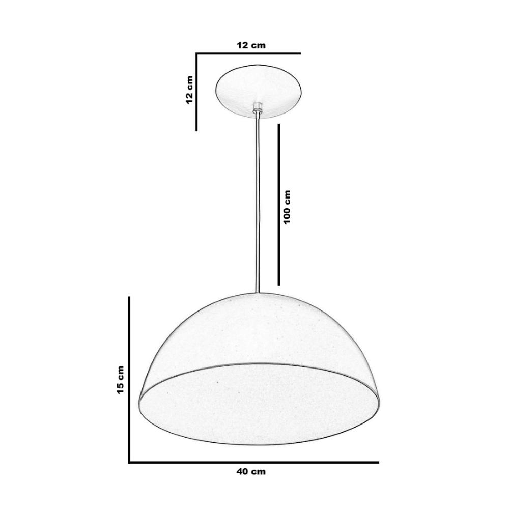 Lustre Pendente Meia Lua 40cm Alumínio Azul Metalico