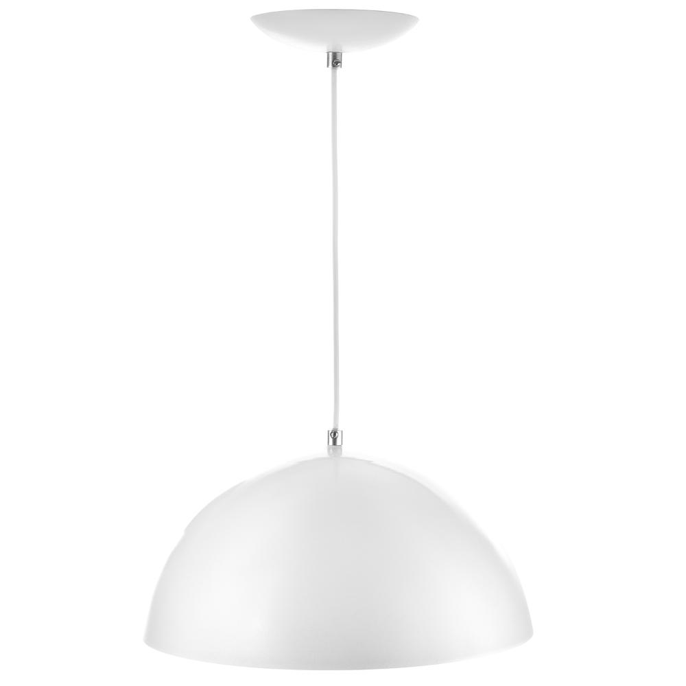 Lustre Pendente Meia Lua 40cm De Alumínio Soquete E-27 Branco