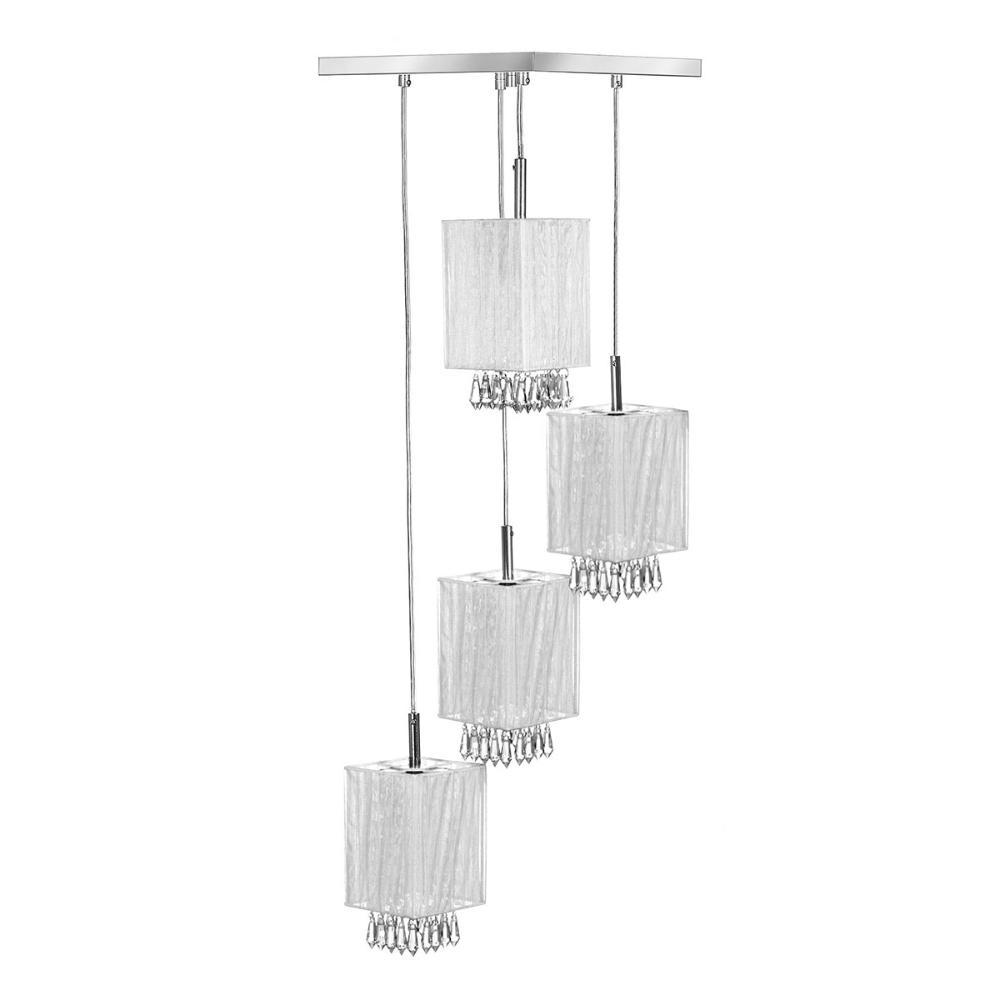 Lustre Pendente Quadclear Organza Quadrado Branco Magnífico