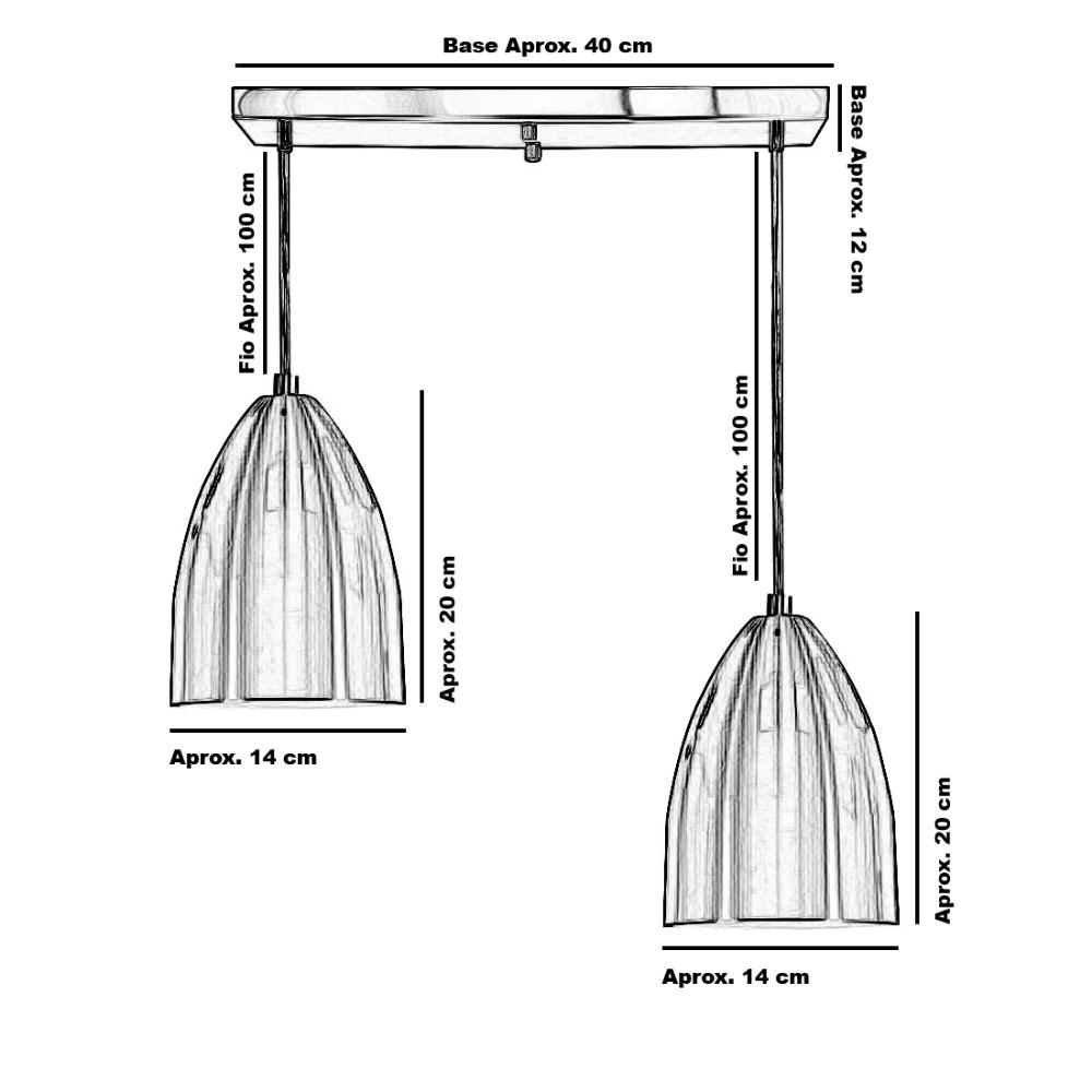 Lustre Pendente Sadan Duplo Base Retangular Branco