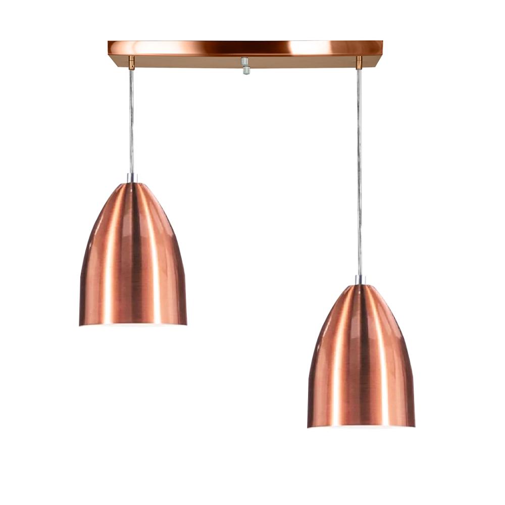 Lustre Pendente Sadan Duplo Base Retangular Cobre