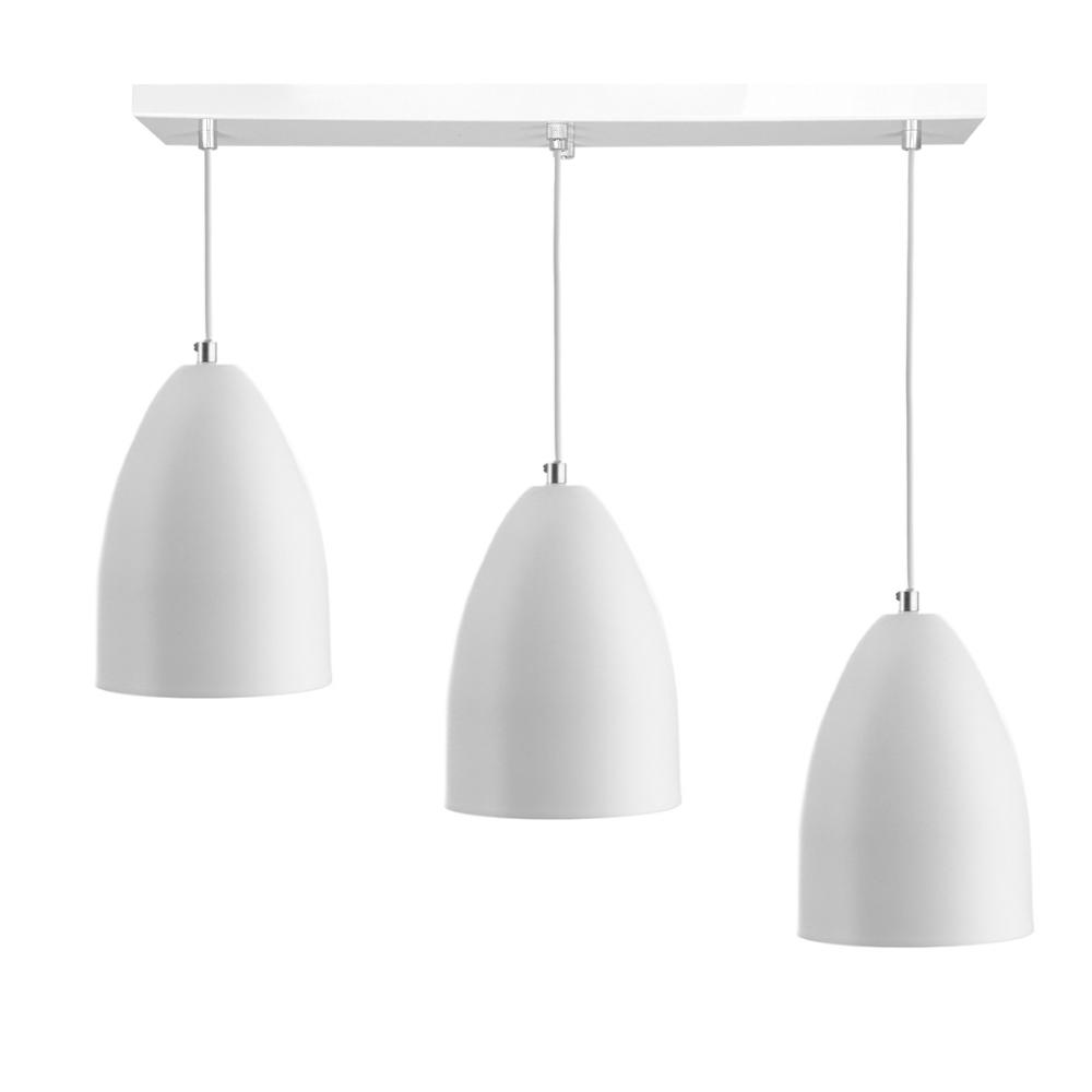 Lustre Pendente Sadan Triplo Base Retangular Branco