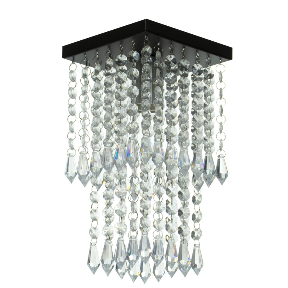 Lustre Plafon De Cristal Acrilico Spark Preto Maravilhoso