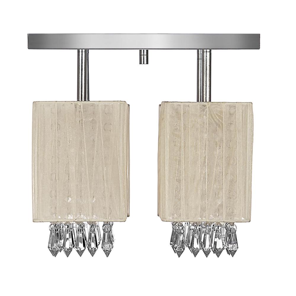 Lustre Plafon Quadclear Organza Quadrado Bege Maravilhoso