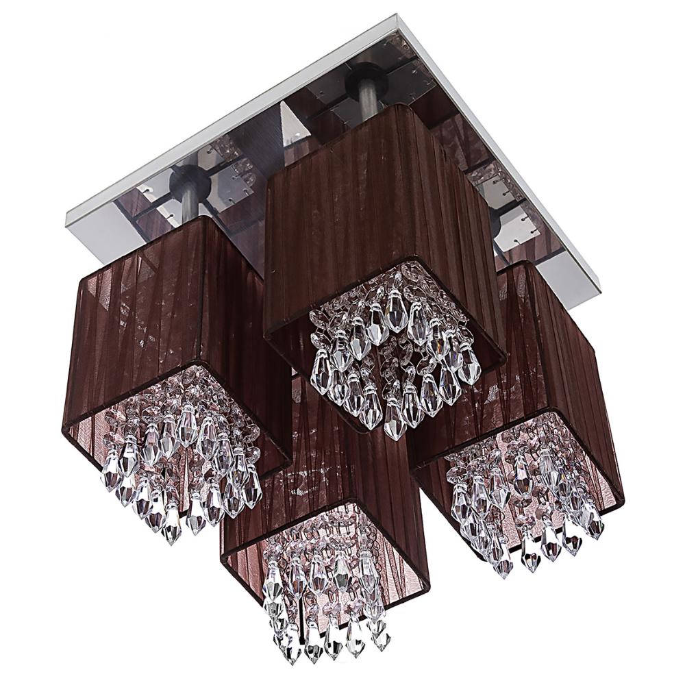 Lustre Plafon Quadclear Organza Quadrado Marrom Maravilhoso