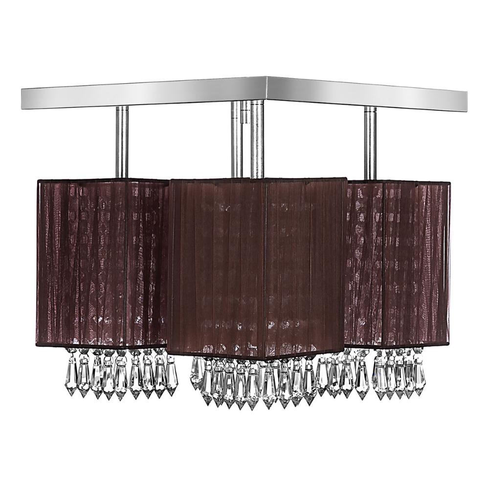 Lustre Plafon Quadclear Organza Quadrado Marrom Maravilhoso