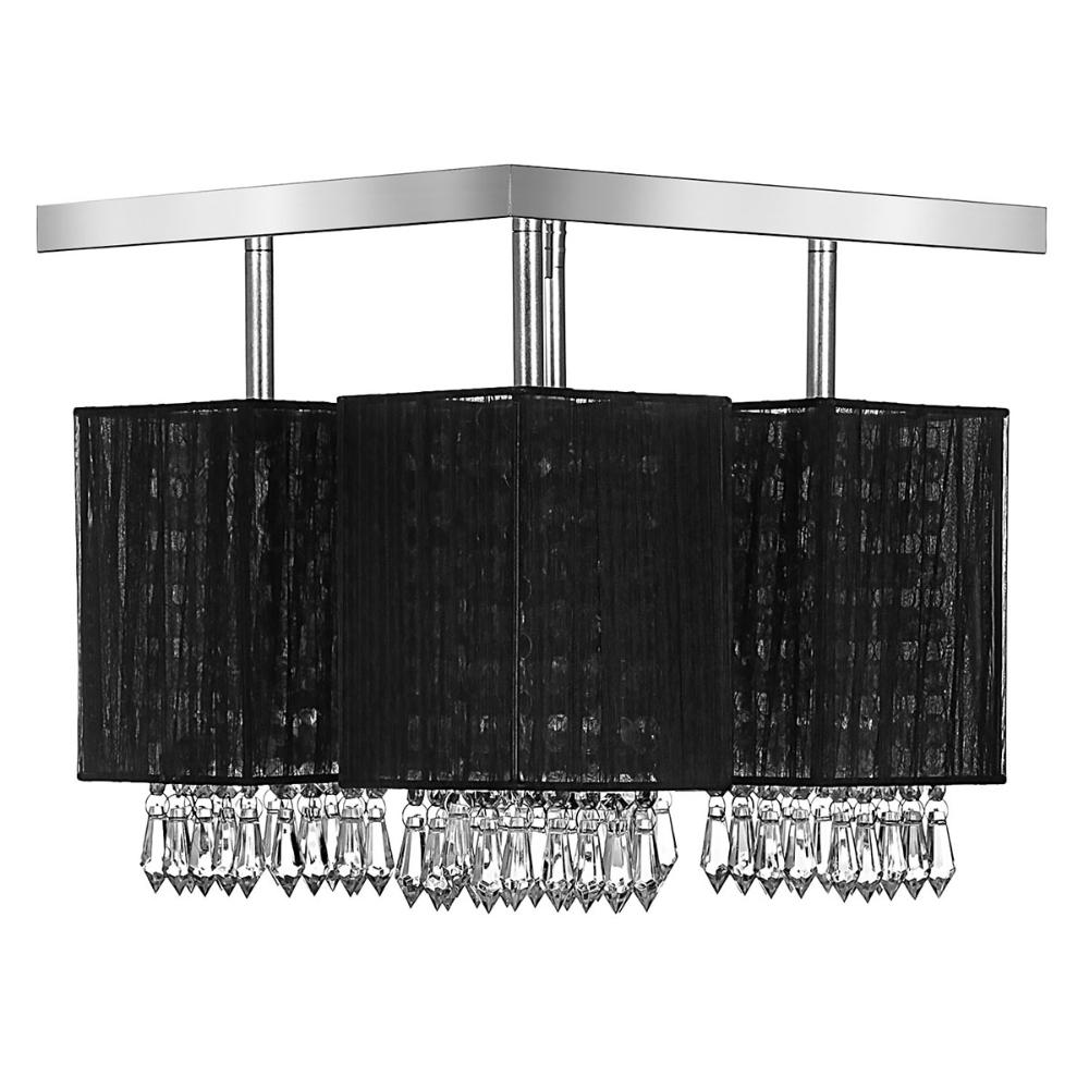 Lustre Plafon Quadclear Organza Quadrado Preto Maravilhoso