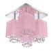 Lustre Plafon Quadclear Organza Quadrado Rosa Maravilhoso