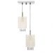 Lustre Sala Cganza Duplo Quadrado Cristal Acrílico Bege