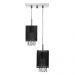 Lustre Sala Cganza Duplo Quadrado Cristal Acrílico Preto