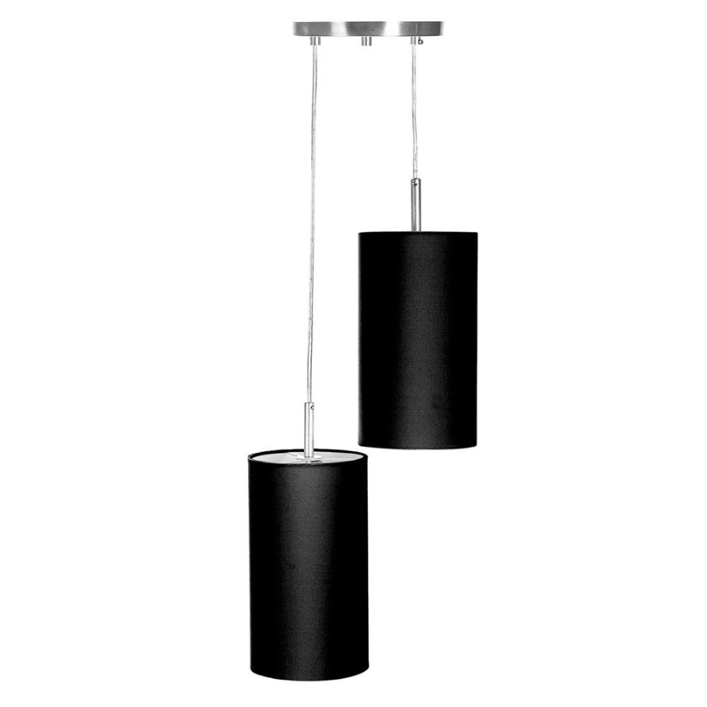 Pendente Cilindrica Duplo De Cupula 14x25cm Preto