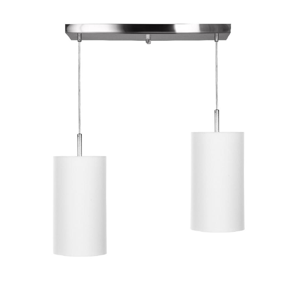 Pendente Cilindrico Duplo Base Retangular Branco Texturizado
