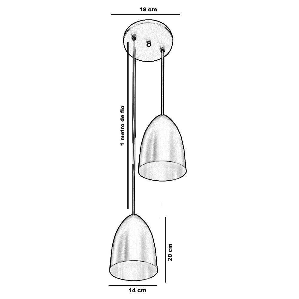 Pendente Cone Bala Sadan Aluminio Duplo Branco