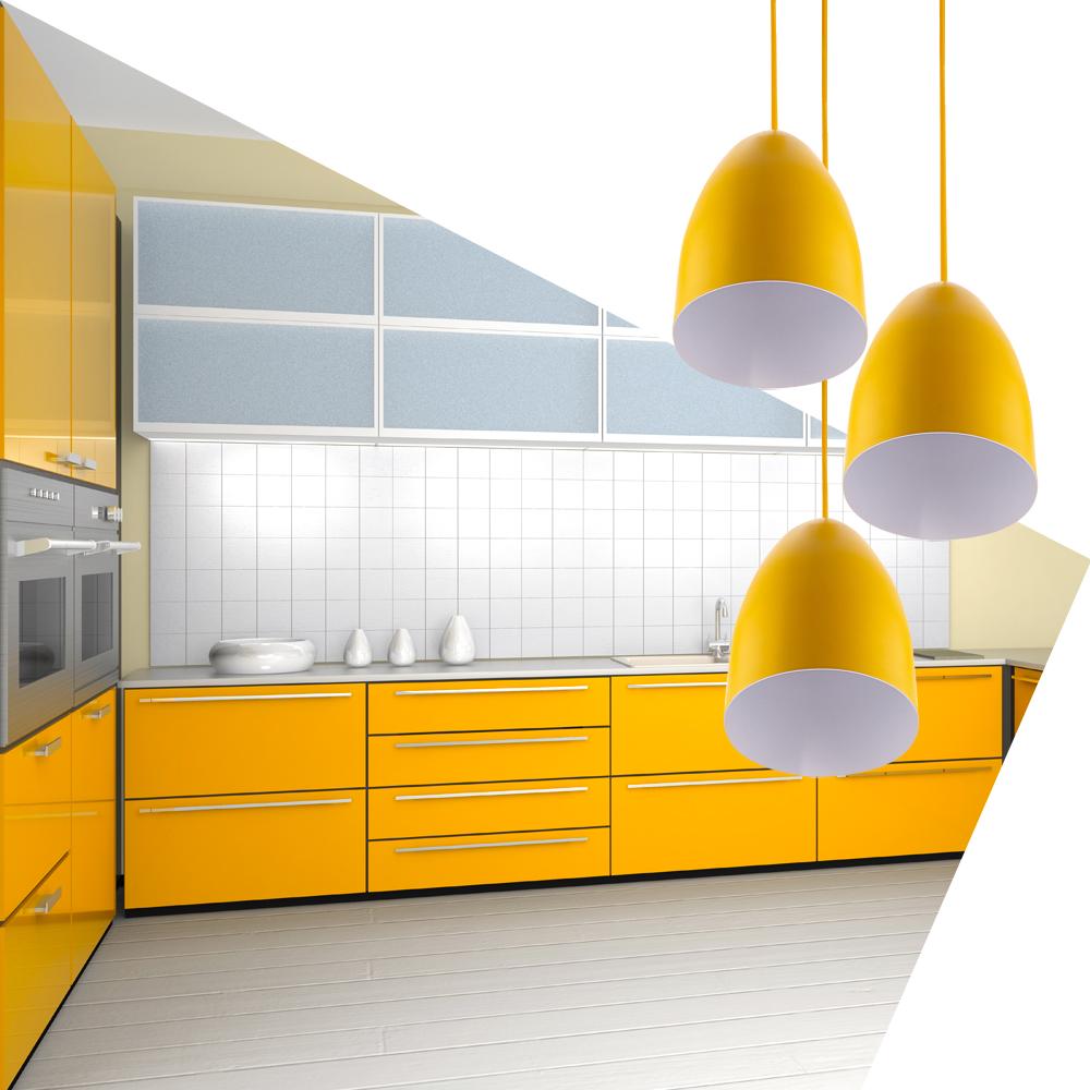 Pendente Cone Bala Sadan Aluminio Triplo Amarelo
