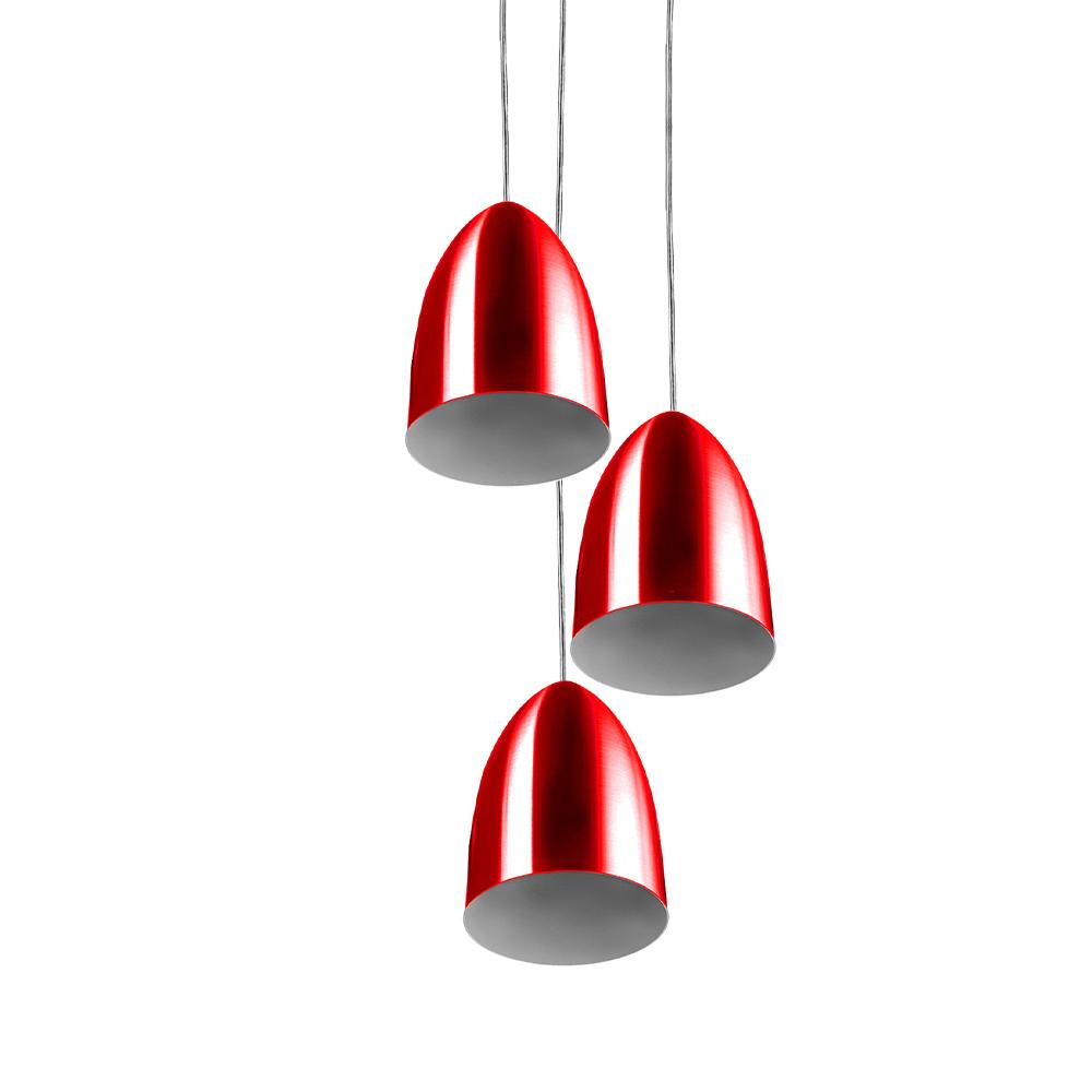 Pendente Cone Bala Sadan Aluminio Triplo Cereja
