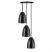 Pendente Cone Bala Sadan Aluminio Triplo Preto
