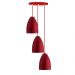 Pendente Cone Bala Sadan Aluminio Triplo Vermelho