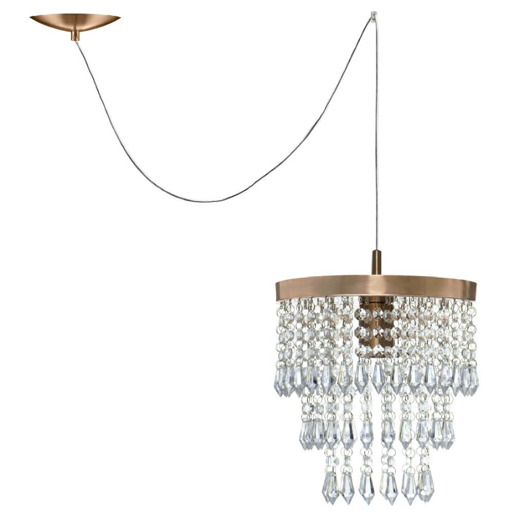Pendente Cristal Acrilico Manucrilic Cobre Com Deslocador