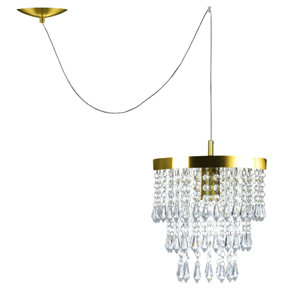 Pendente Cristal Acrilico Manucrilic Dourado Com Deslocador