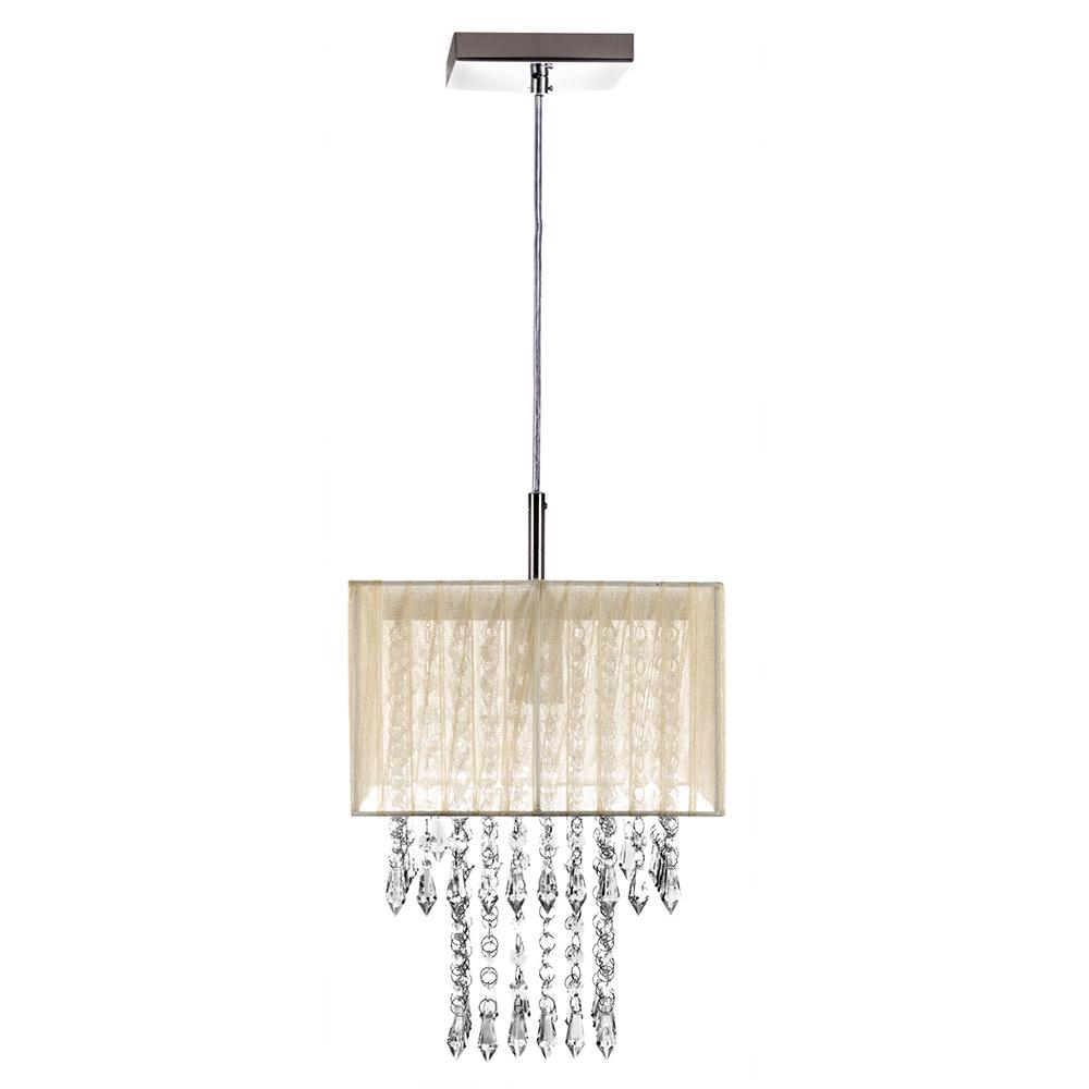 Pendente Cupula Cristal Acr Marrycrilic Bege Com Deslocador