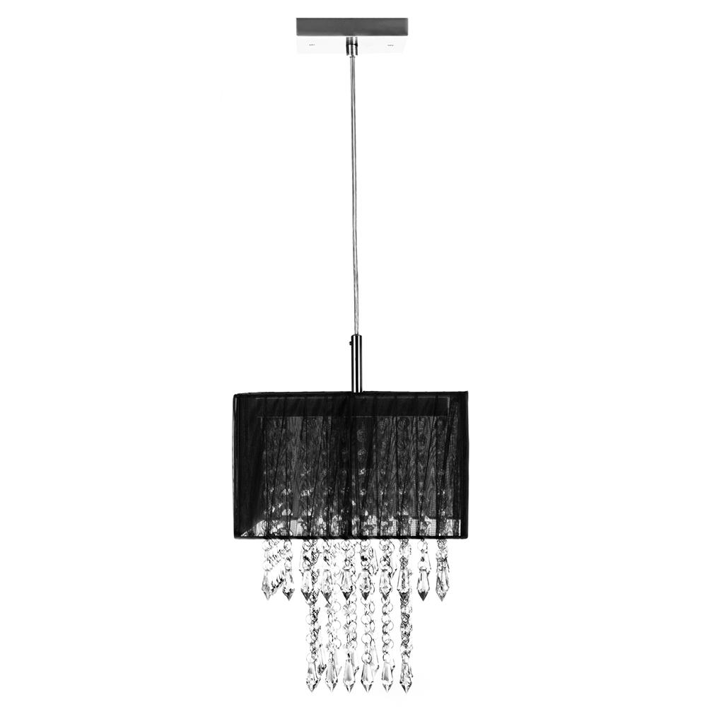 Pendente Cupula Cristal Acr Marrycrilic Preto Com Deslocador