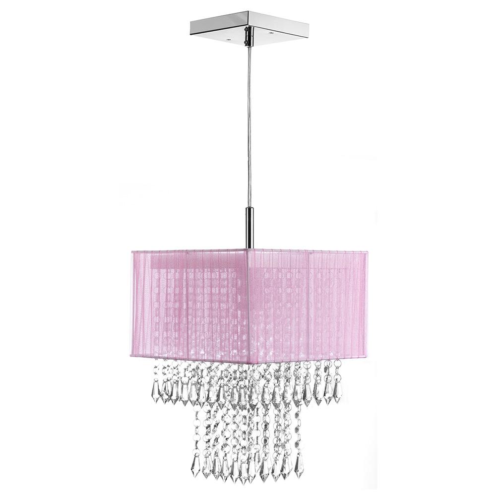Pendente Cupula Cristal Acr Marrycrilic Rosa com Deslocador