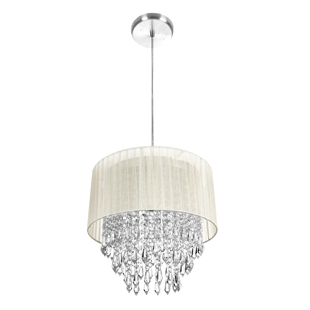 Pendente Cupula Cristal Acr. Manucrilic + Deslocador Bege