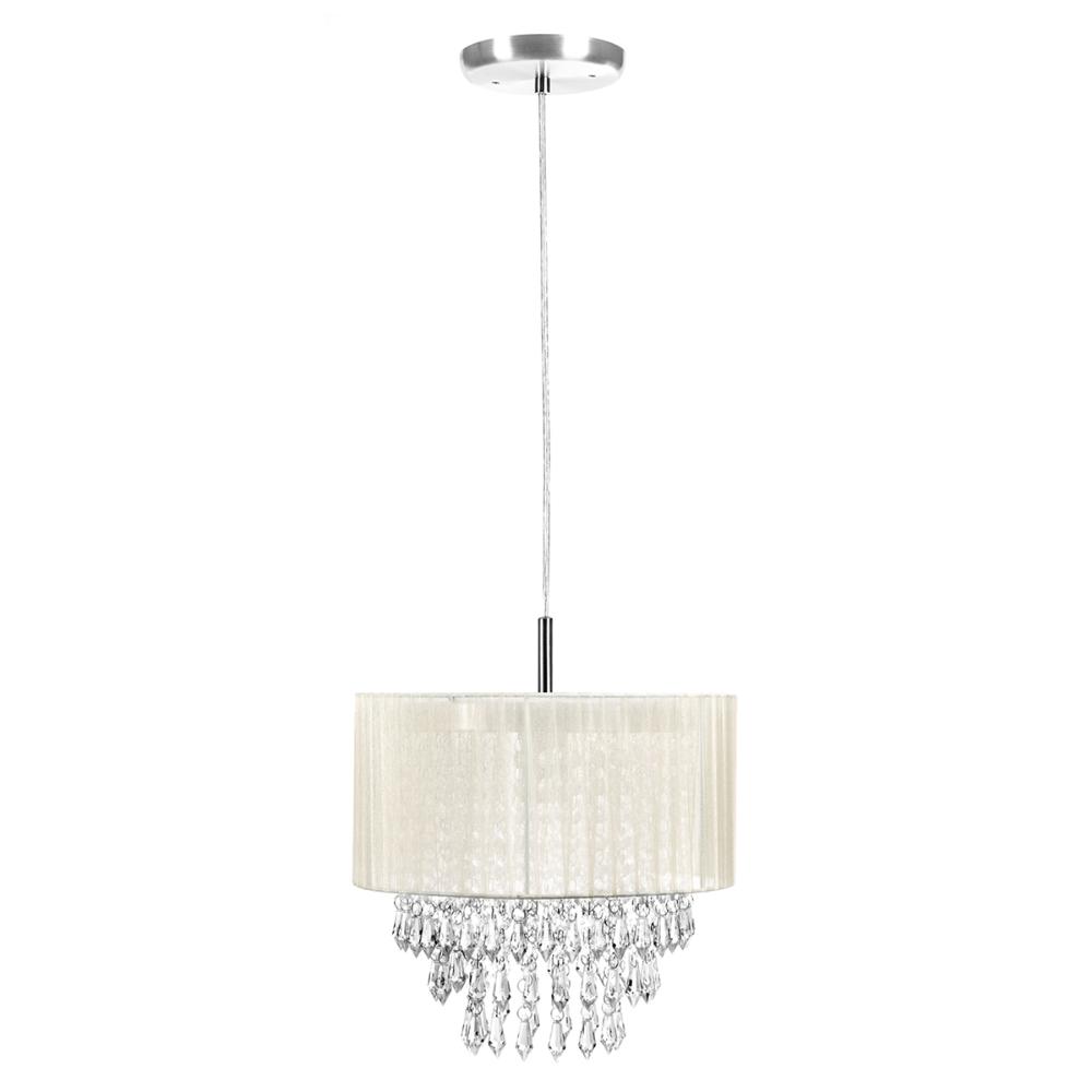 Pendente Cupula Cristal Acr. Manucrilic + Deslocador Bege