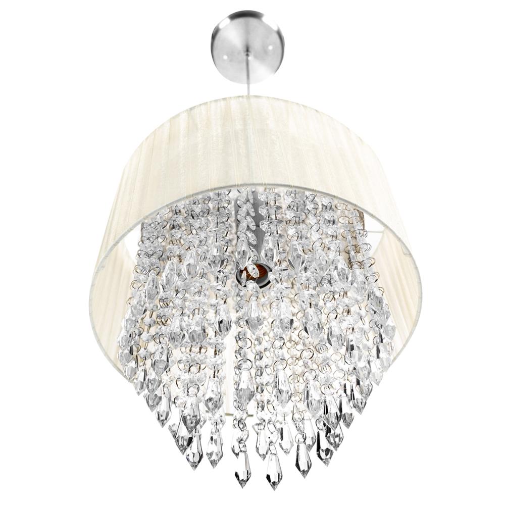Pendente Cupula Cristal Acr. Manucrilic + Deslocador Bege