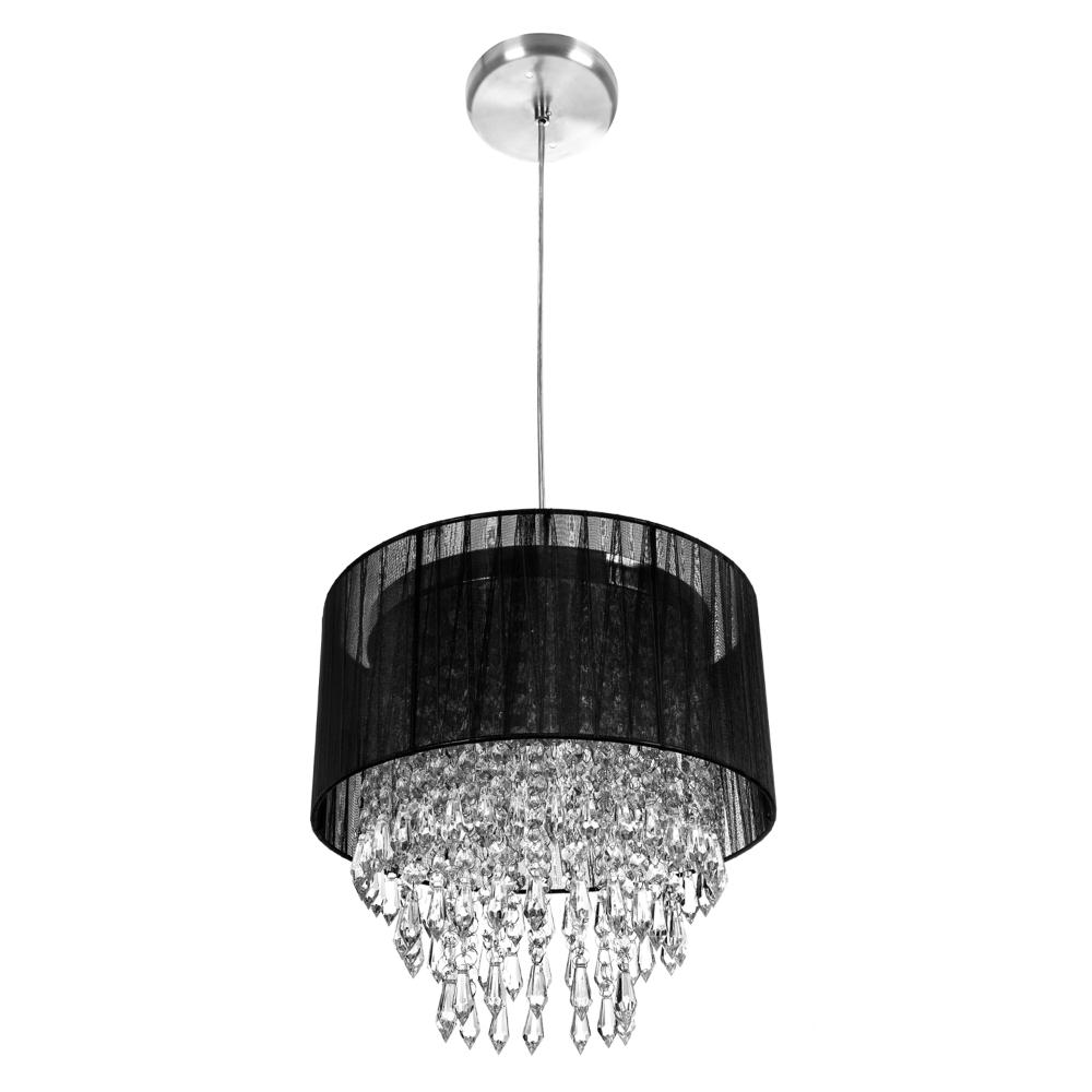 Pendente Cupula Cristal Acr. Manucrilic + Deslocador Preto