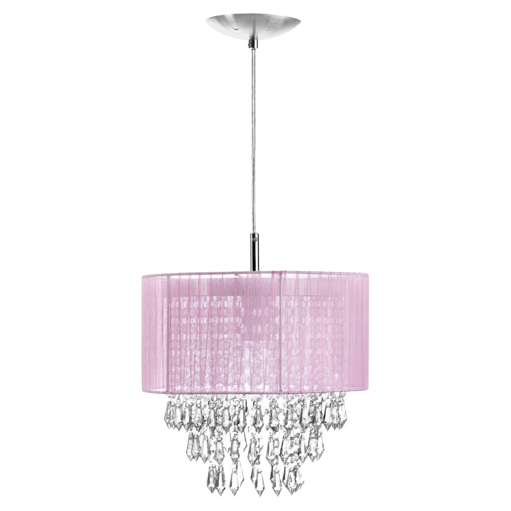 Pendente Cupula Cristal Acr. Manucrilic + Deslocador Rosa