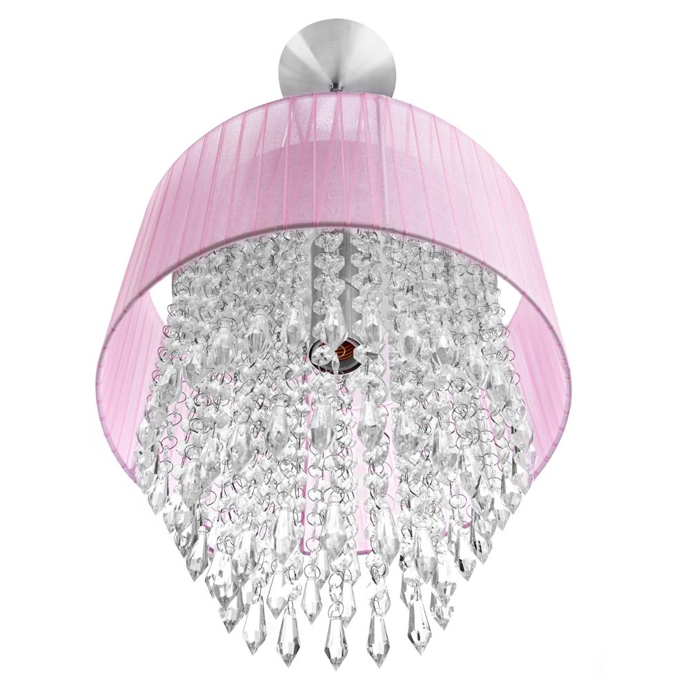 Pendente Cupula Cristal Acr. Manucrilic + Deslocador Rosa