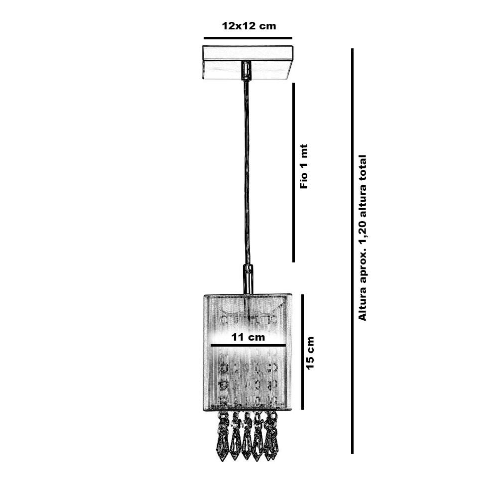 Pendente De Cupula Quadrado Clearfio Cristal Acrílico Branco