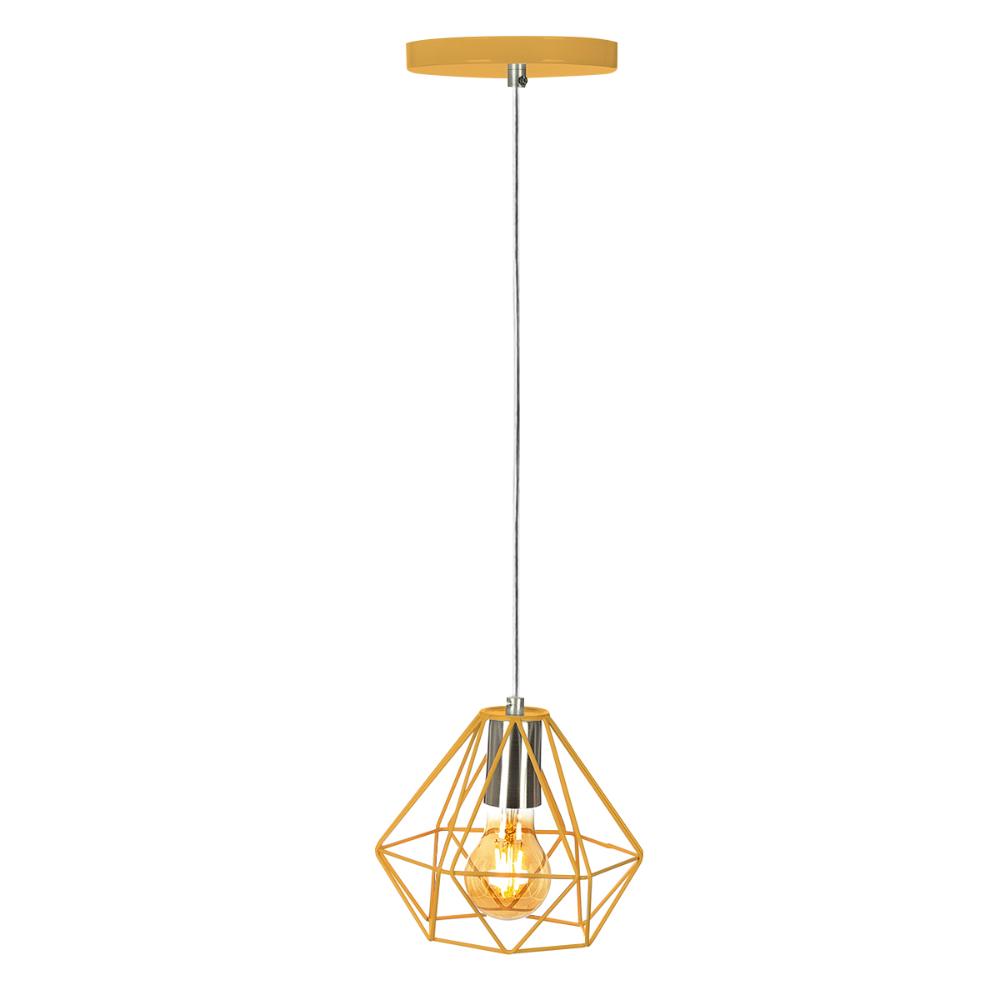 Pendente Diamante Aramado Amarelo com Prata Fabuloso