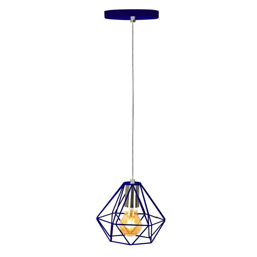 Pendente Diamante Aramado Azul com Prata Fabuloso
