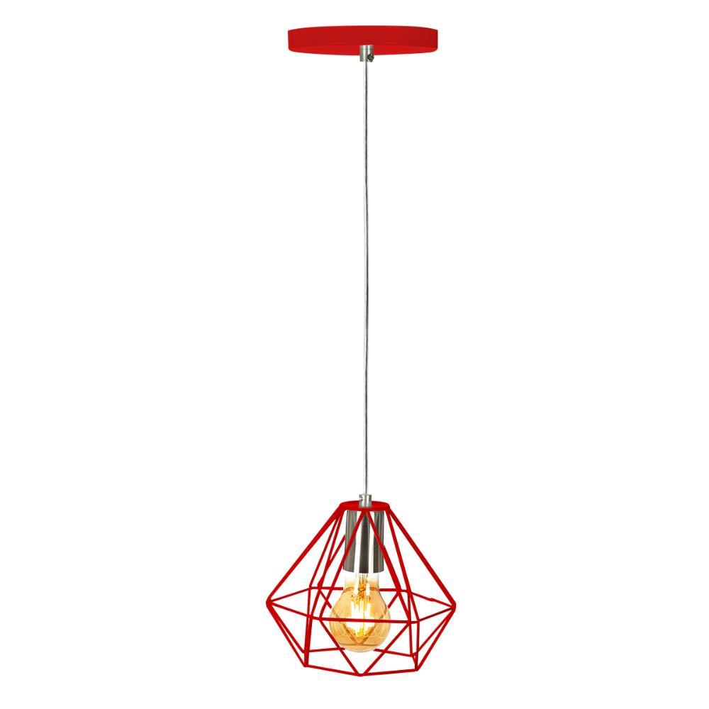 Pendente Diamante Aramado Vermelho com Prata Fabuloso