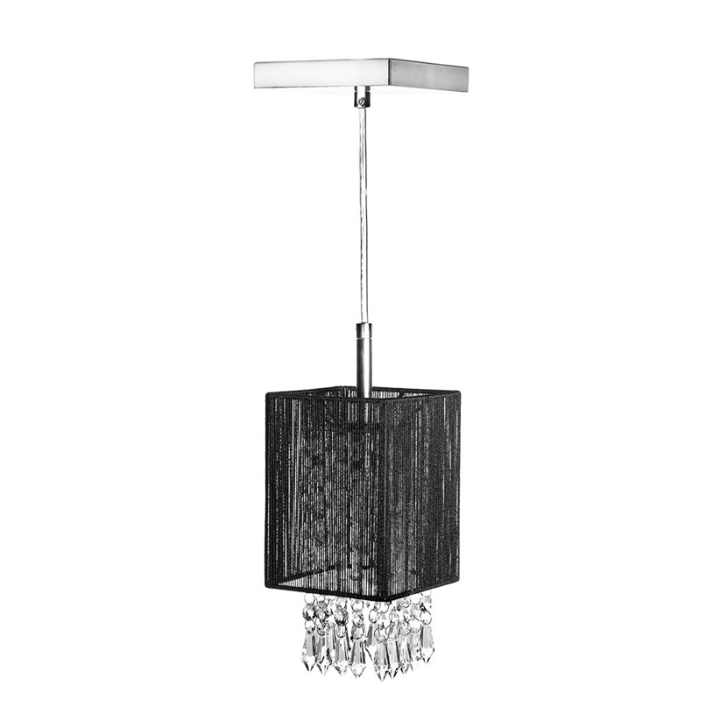 Pendente de Cupula Quadrado ClearFio Cristal Acrílico Preto