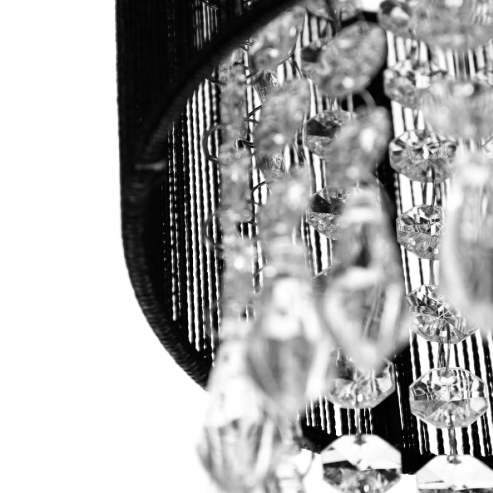 Pendente de Cupula Redondo ClearFio Cristal Acrílico Preto