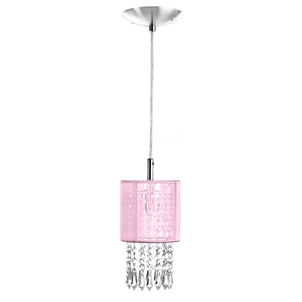 Pendente de Cupula Redondo ClearFio Cristal Acrílico Rosa