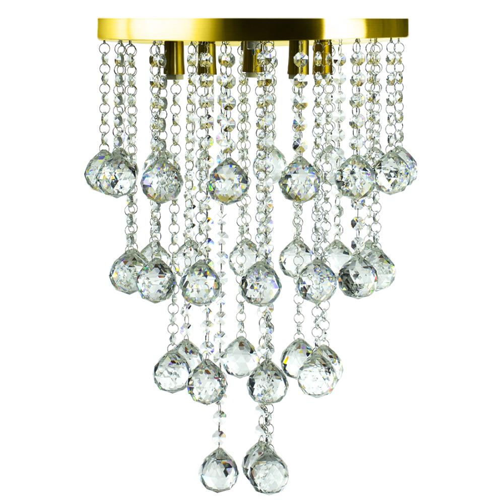 Plafon De Cristal Legitimo Classic Round Long 32 Dourado