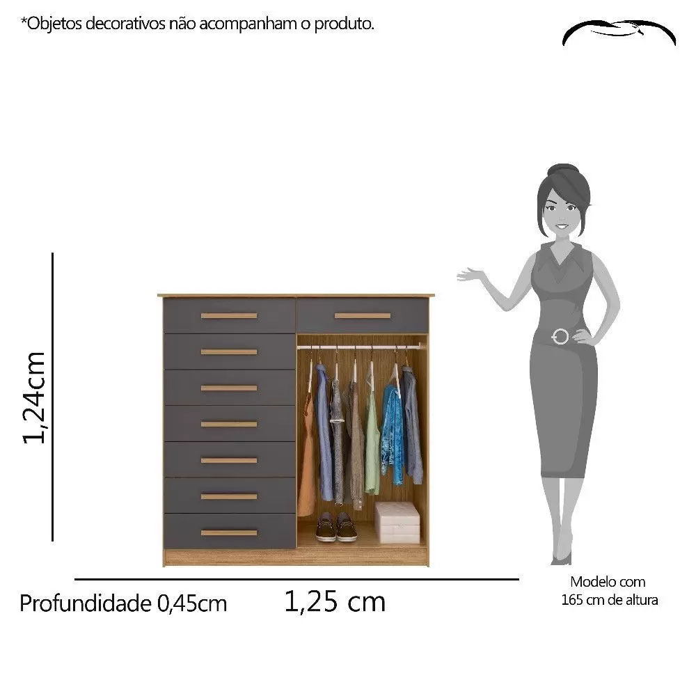 Cômoda 2 Portas 8 Gavetas New Verona - Albatroz Móveis