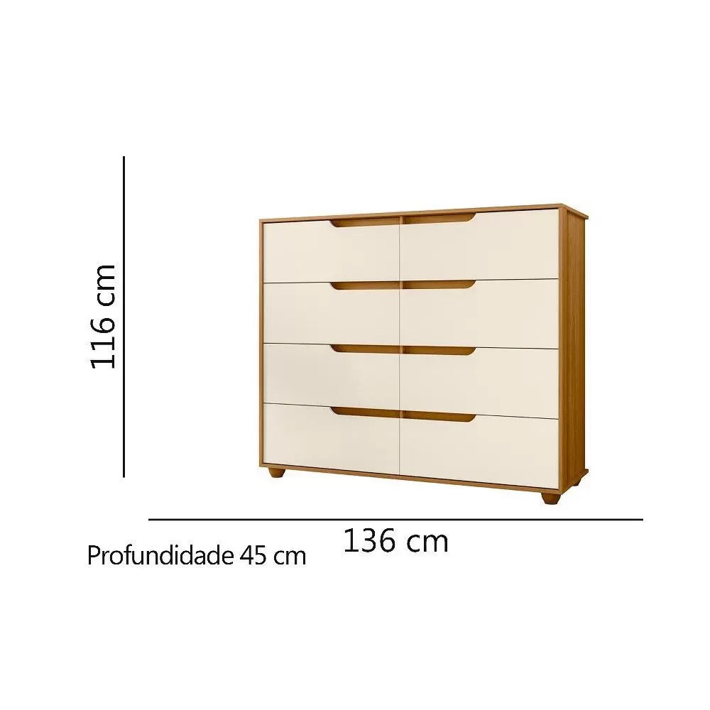 Cômoda 8 Gavetas Flex Doble - Móveis Albatroz