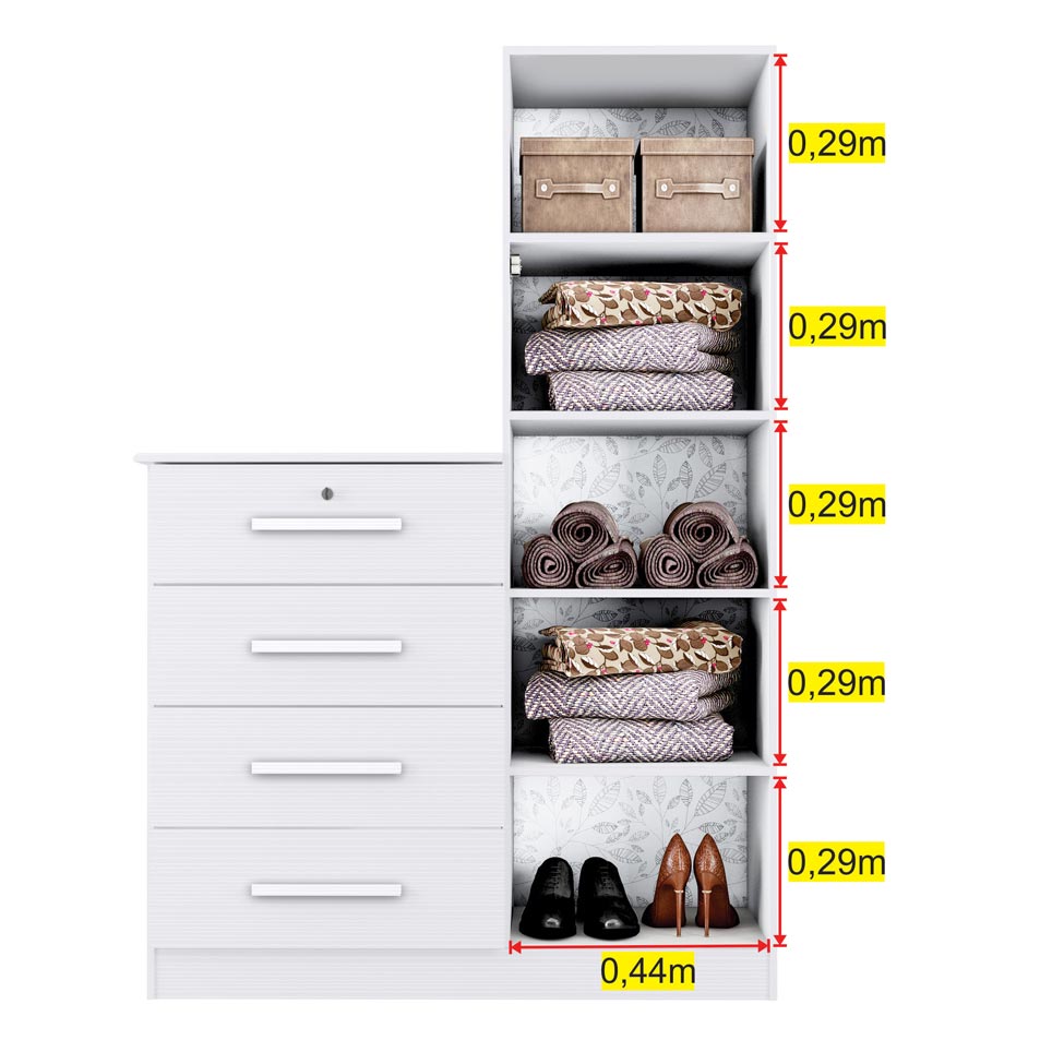 Cômoda Belize Plus 1PT 4GV Branco